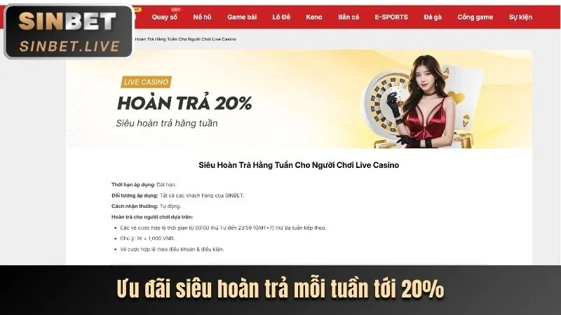 Thưởng nạp lại hàng tuần cho thể thao